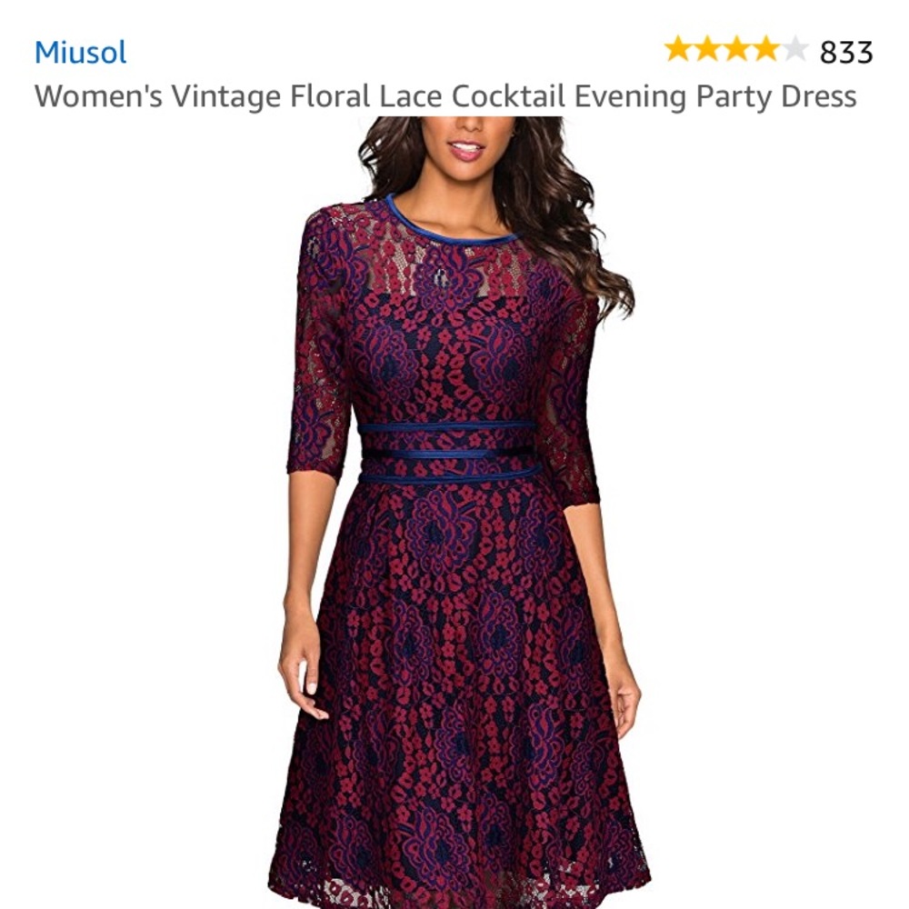 Women's Vintage Floral Lace Cocktail Dress